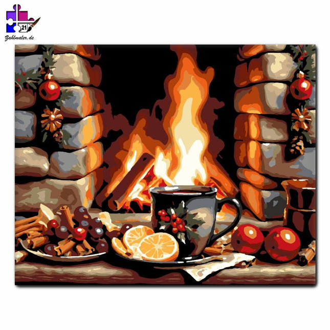 Winterliche Wärme am Kamin | Malen nach Zahlen-Zahlmaler.de