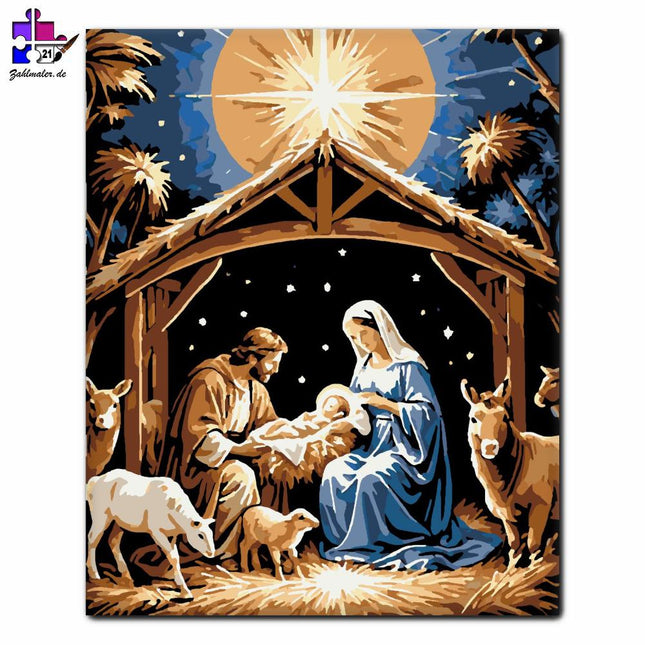 Das Glühen der Heiligen Nacht | Malen nach Zahlen-Zahlmaler.de