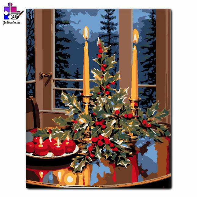 Festliche Harmonie bei Kerzenschein | Malen nach Zahlen-Zahlmaler.de