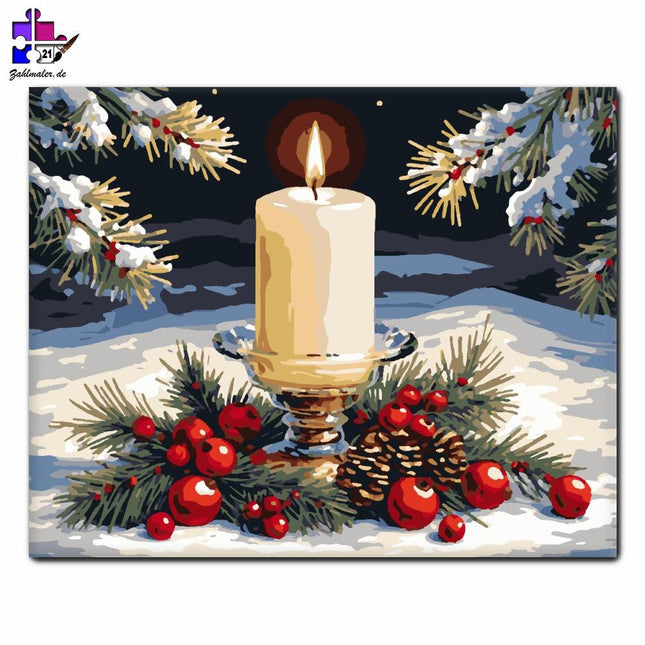 Winterliche Stille bei Kerzenschein | Malen nach Zahlen-Zahlmaler.de