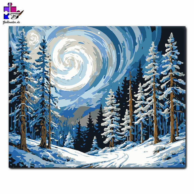 Rauschende Winternacht | Malen nach Zahlen-Zahlmaler.de