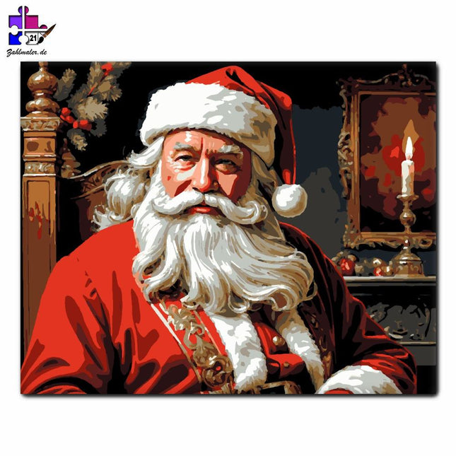 Wintermärchen am Kamin | Malen nach Zahlen-Zahlmaler.de