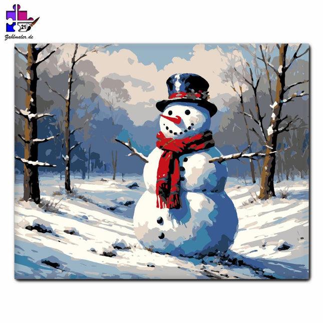 Winterspaß Schneemann | Malen nach Zahlen-Zahlmaler.de