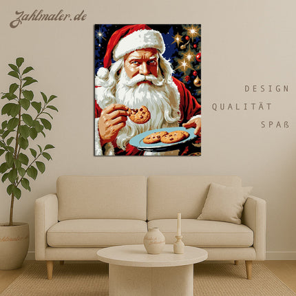 Die Geschichte vom Weihnachtsmann mit Keksen | Malen nach Zahlen-Zahlmaler.de