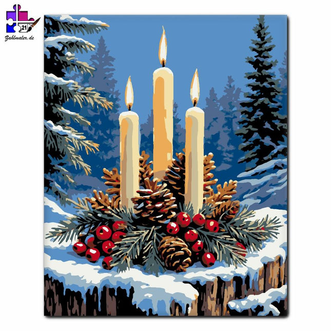 Nach Pinien duftender Kerzenschein | Malen nach Zahlen-Zahlmaler.de