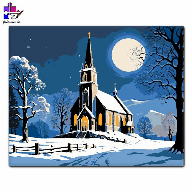 Mondschein Winter Andachten | Malen nach Zahlen-Zahlmaler.de