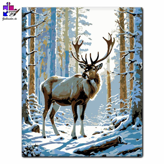 Winter-Hirsch-Harmonie | Malen nach Zahlen-Zahlmaler.de