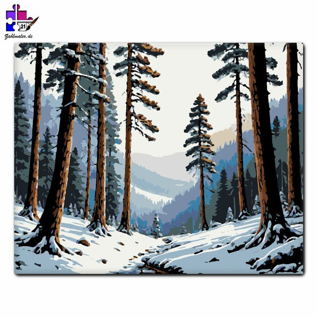 Die Harmonie des Schneekiefernwaldes | Malen nach Zahlen-Zahlmaler.de