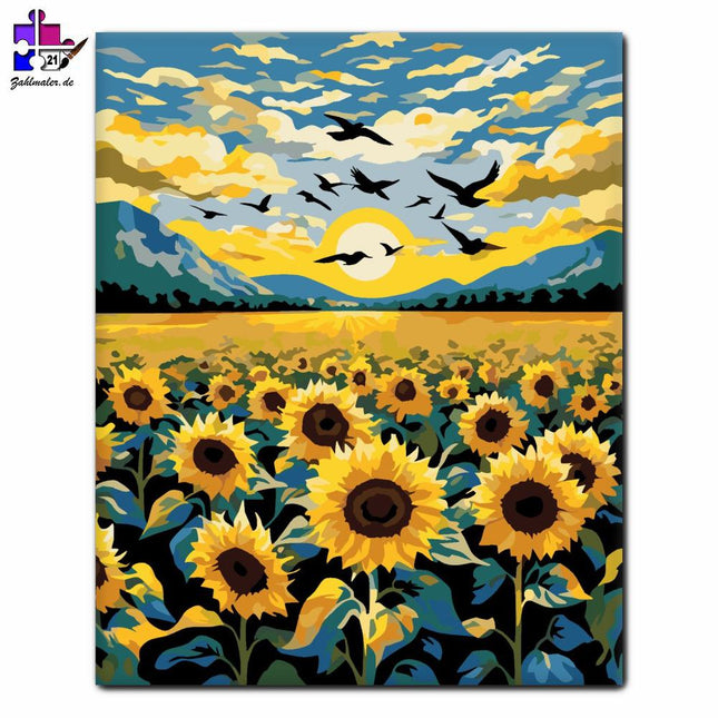 Sonnenblumenfeld Harmonie | Malen nach Zahlen-Zahlmaler.de
