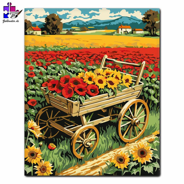Pracht der Blumenwagen | Malen nach Zahlen-Zahlmaler.de