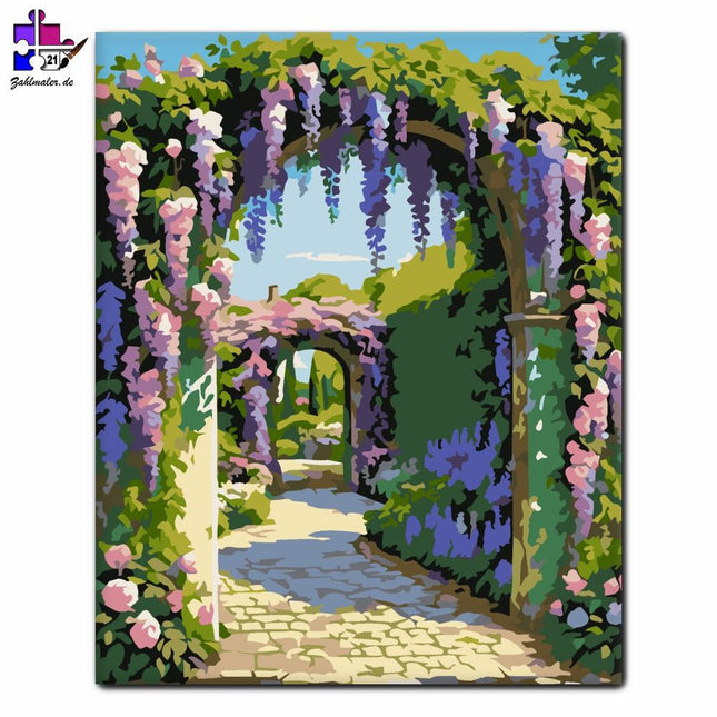 Floraler Gartentor-Traum | Malen nach Zahlen-Zahlmaler.de