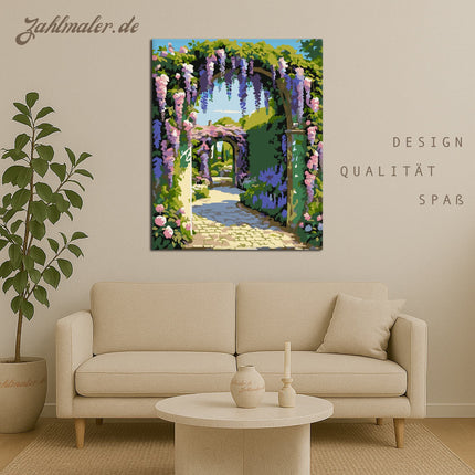 Floraler Gartentor-Traum | Malen nach Zahlen-Zahlmaler.de