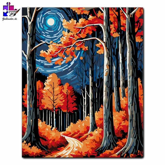 Herbstliche Waldlichter | Malen nach Zahlen-Zahlmaler.de