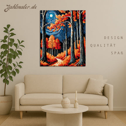 Herbstliche Waldlichter | Malen nach Zahlen-Zahlmaler.de
