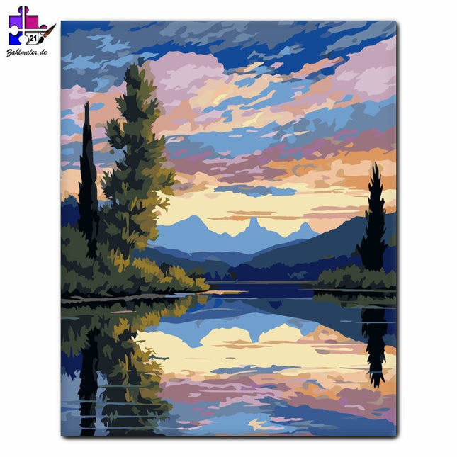 Harmonie der spiegelnden Berge | Malen nach Zahlen-Zahlmaler.de