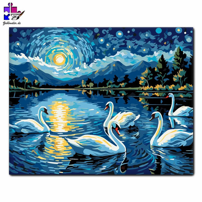 Nachtschwanentanz | Malen nach Zahlen-Zahlmaler.de
