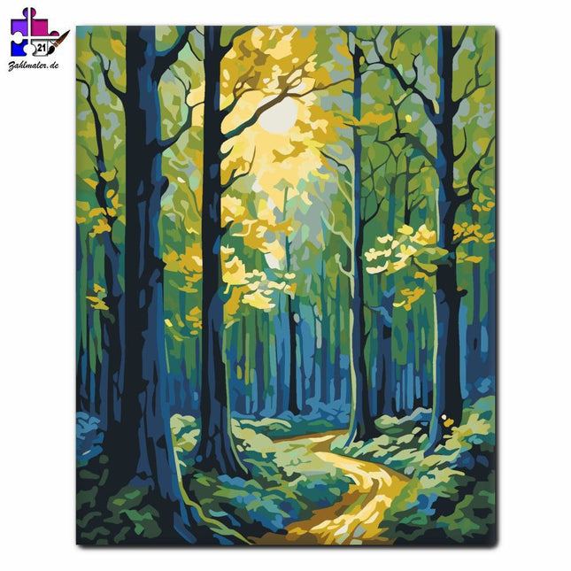 Pfad des Sonnenscheinwaldes | Malen nach Zahlen-Zahlmaler.de