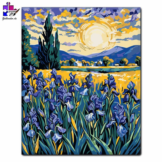 Irisfeld in der Sonne | Malen nach Zahlen-Zahlmaler.de
