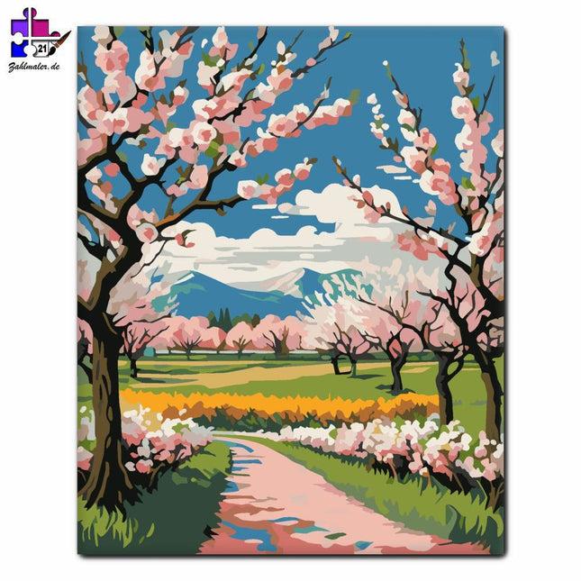 Flowering Spring Road | Malen nach Zahlen-Zahlmaler.de