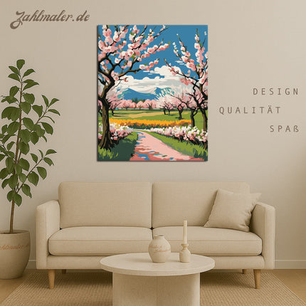 Flowering Spring Road | Malen nach Zahlen-Zahlmaler.de