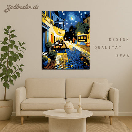 Nacht-Terrassen-Atmosphäre | Malen nach Zahlen-Zahlmaler.de
