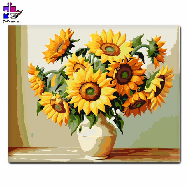 Sonnenblume leuchten | Malen nach Zahlen-Zahlmaler.de