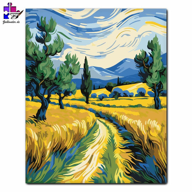 Harmonie der goldenen Weizenfelder | Malen nach Zahlen-Zahlmaler.de