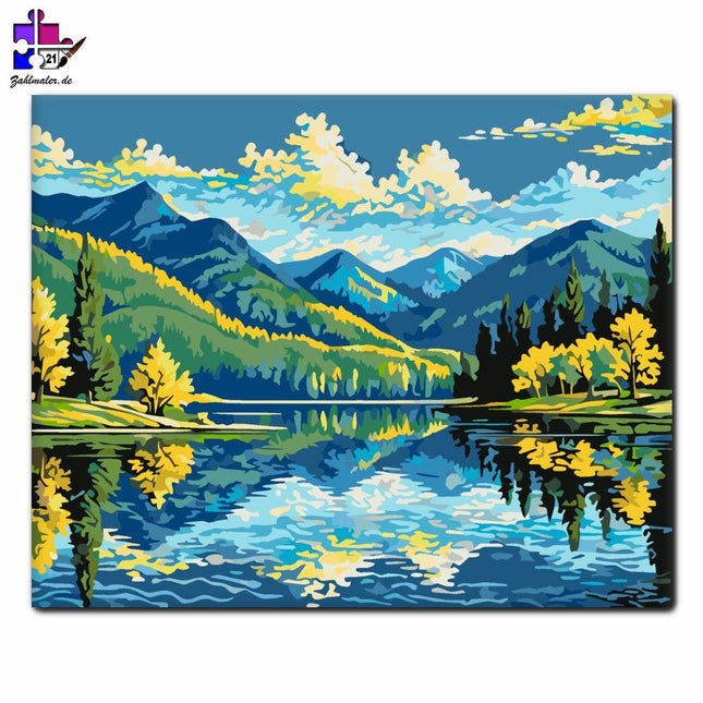 Bergsee-Reflexion | Malen nach Zahlen-Zahlmaler.de