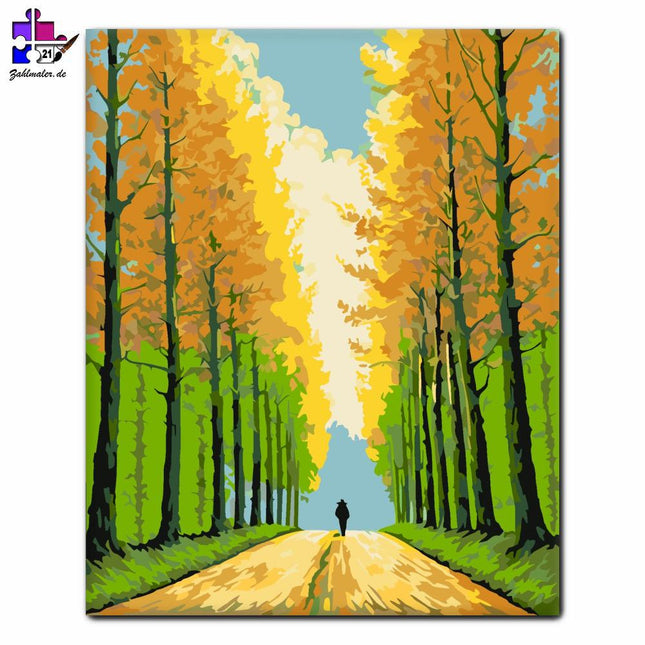 Goldener Herbstspaziergang | Malen nach Zahlen-Zahlmaler.de