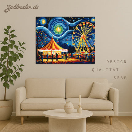 Starry Night Vergnügungspark | Malen nach Zahlen-Zahlmaler.de