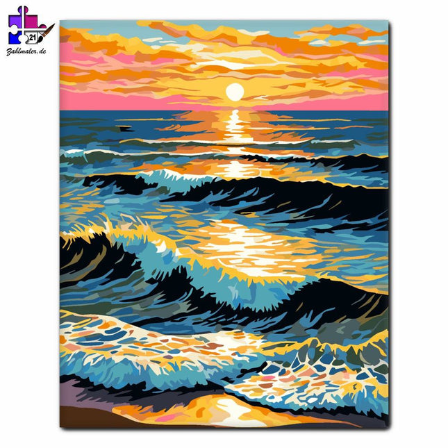 Sonnenuntergangswellen | Malen nach Zahlen-Zahlmaler.de