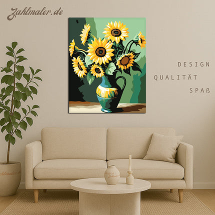 Sonnenblume leuchten | Malen nach Zahlen-Zahlmaler.de
