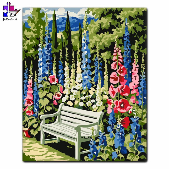 Blühender Garten Frieden und Ruhe | Malen nach Zahlen-Zahlmaler.de