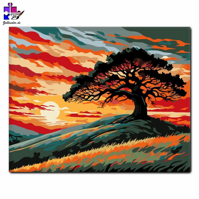 Sonnenuntergangsbaum | Malen nach Zahlen-Zahlmaler.de