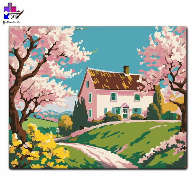 Blühender Frühling Zuhause | Malen nach Zahlen-Zahlmaler.de