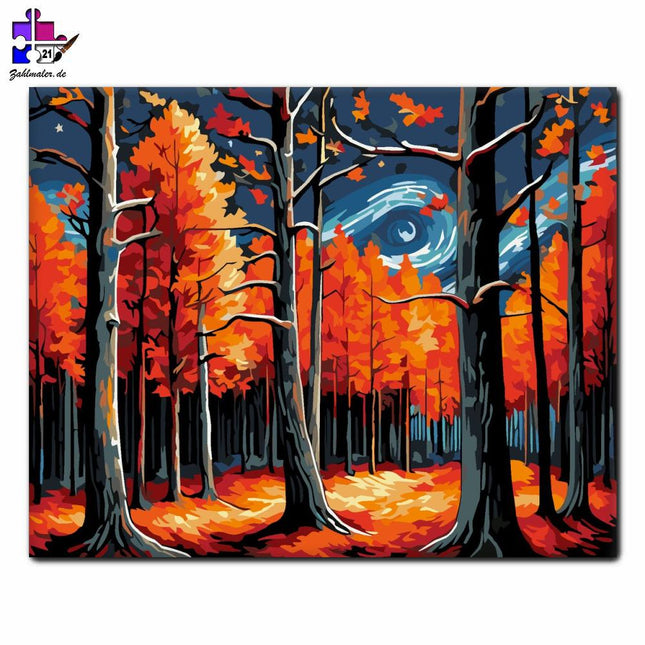 Herbstliches Waldglühen | Malen nach Zahlen-Zahlmaler.de