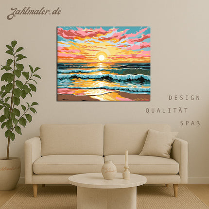 Sonnenuntergang Harmonie am Meer | Malen nach Zahlen-Zahlmaler.de