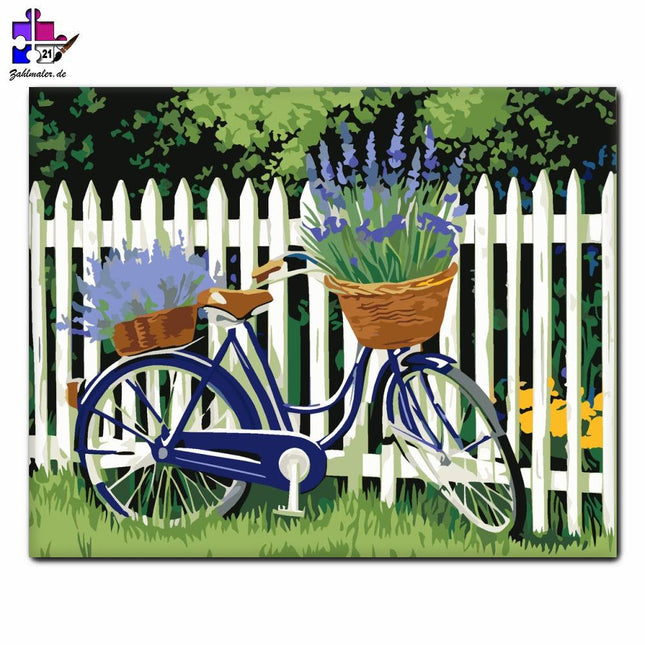 Lavendel-Fahrrad-Traum | Malen nach Zahlen-Zahlmaler.de