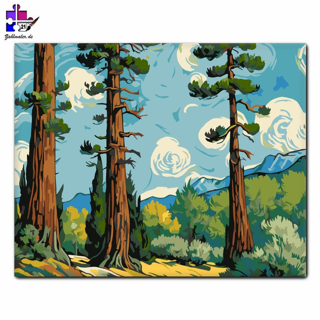 Sinfonie der Tannenbäume | Malen nach Zahlen-Zahlmaler.de