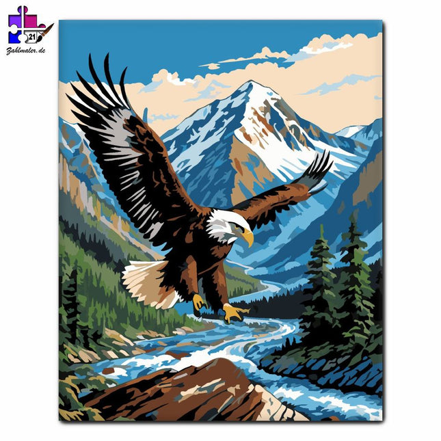 Adler über den schneebedeckten Bergen | Malen nach Zahlen-Zahlmaler.de