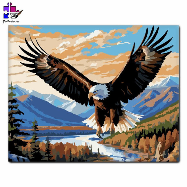 Adler über dem Bergtal | Malen nach Zahlen-Zahlmaler.de