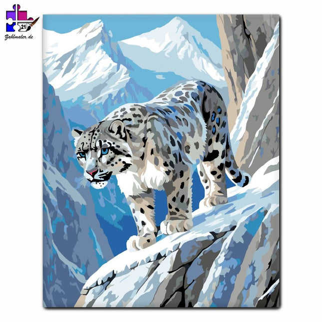 Schneeleopard im Himalaya | Malen nach Zahlen-Zahlmaler.de