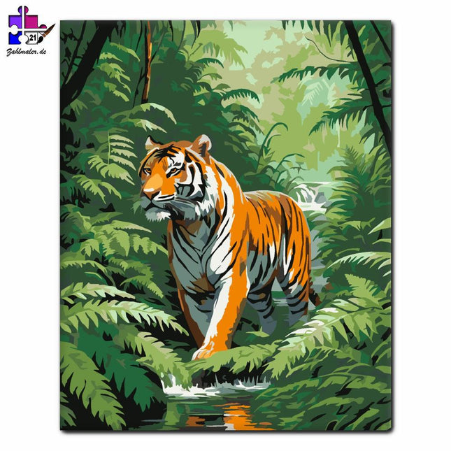 Bengalischer Tiger im Dschungel | Malen nach Zahlen-Zahlmaler.de