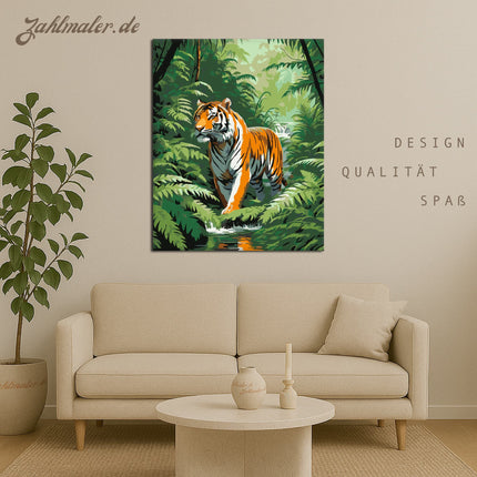 Bengalischer Tiger im Dschungel | Malen nach Zahlen-Zahlmaler.de