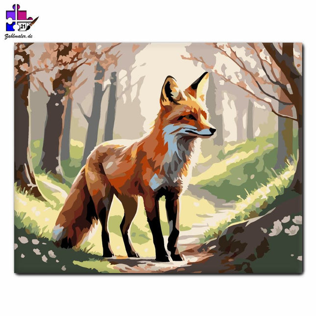 Rotfuchs im Frühlingswald | Malen nach Zahlen-Zahlmaler.de