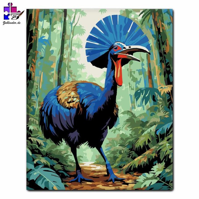 Kasuar im Dschungel | Malen nach Zahlen-Zahlmaler.de