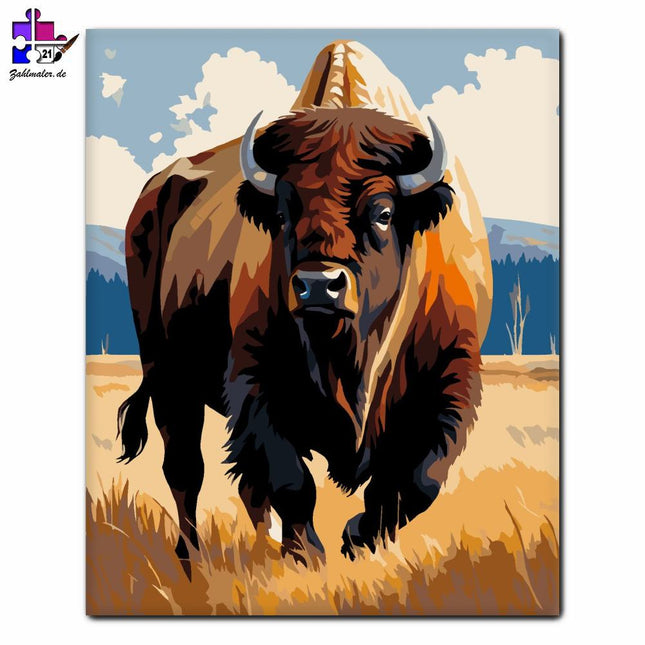 Büffel in der Prärie | Malen nach Zahlen-Zahlmaler.de