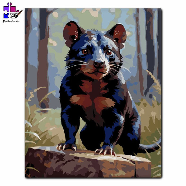 Die Wachsamkeit des Tasmanischen Teufels | Malen nach Zahlen-Zahlmaler.de