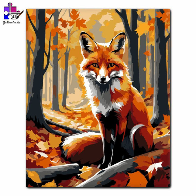 Rotfuchs im Herbstwald | Malen nach Zahlen-Zahlmaler.de