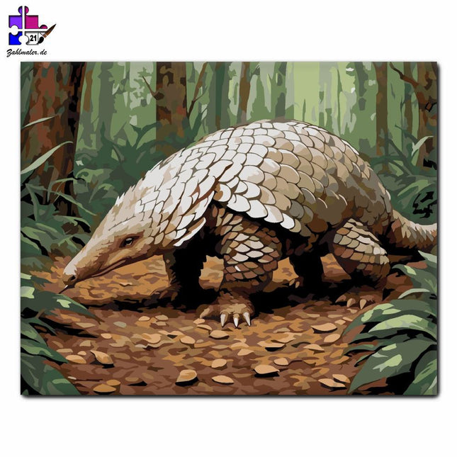 Schuppentier im tiefen Wald | Malen nach Zahlen-Zahlmaler.de